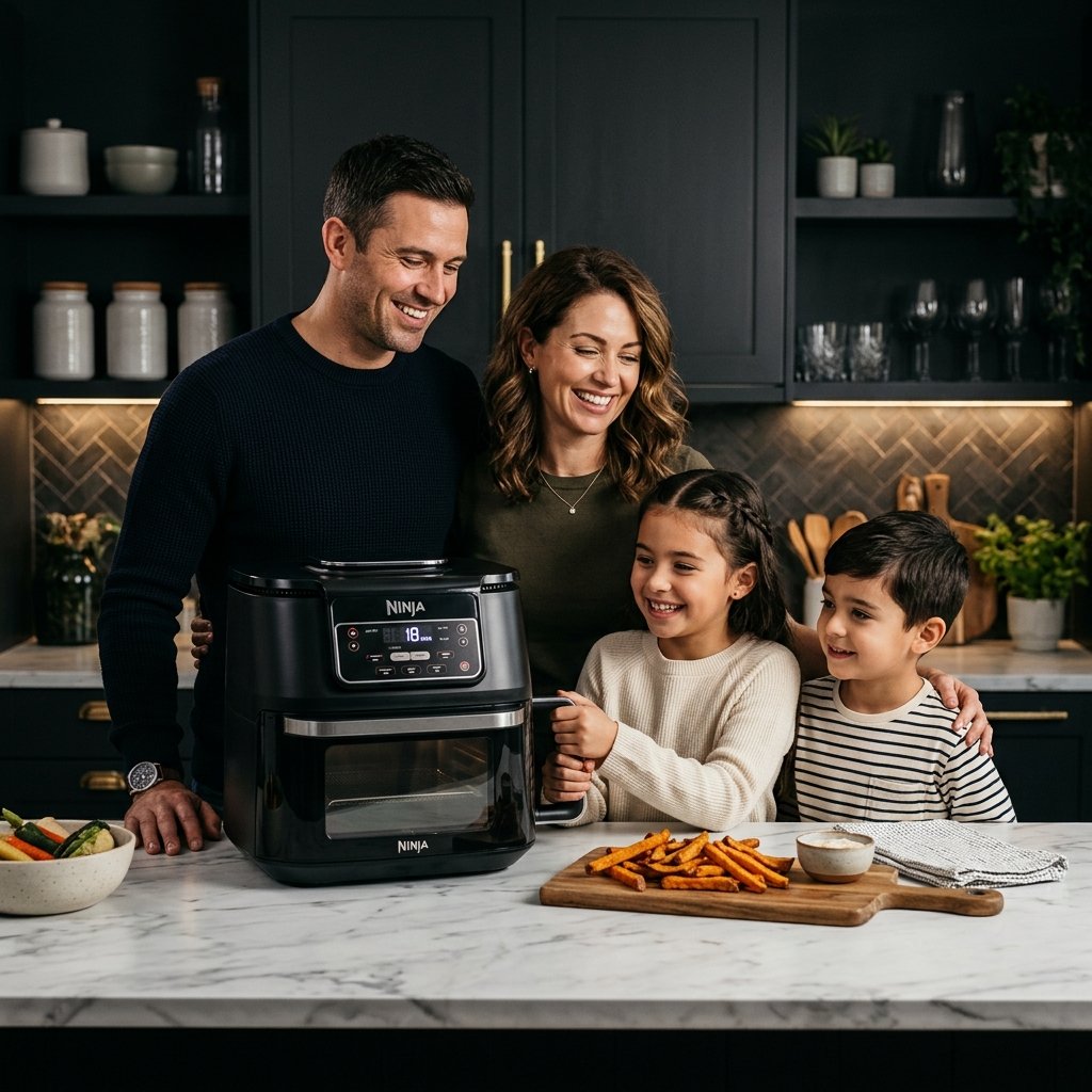 Famille fière de son Ninja en cuisine